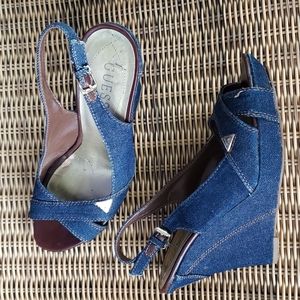 Guess all denim wedge 6.5